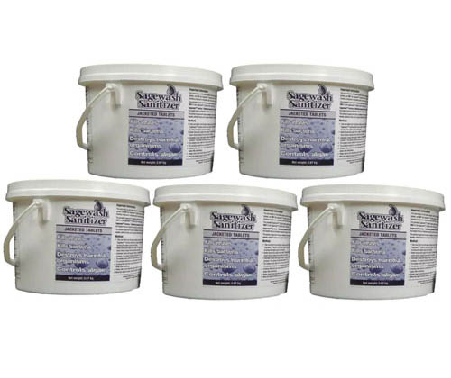 SAGEWASH SANITIZER TABLETS 5 BUCKETS OF 8