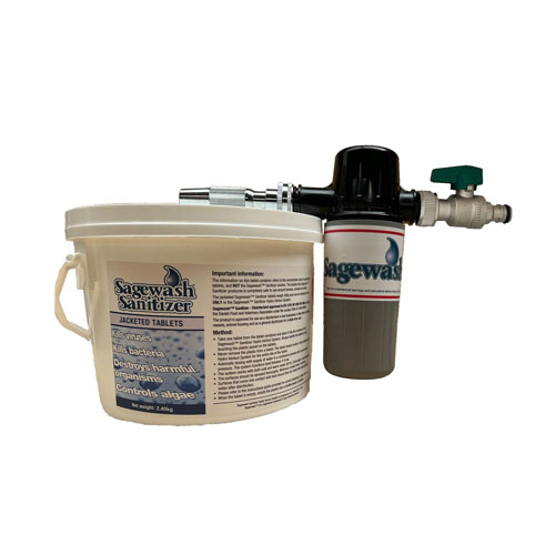 SAGEWASH SANITIZER VALVE SYSTEM  COMBO PACK - 
Includes 8 Tablets
