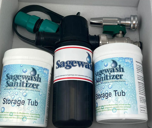 SAGEWASH SANITIZER VALVE SYSTEM  STARTER PACK 
Includes 2 Tablets
